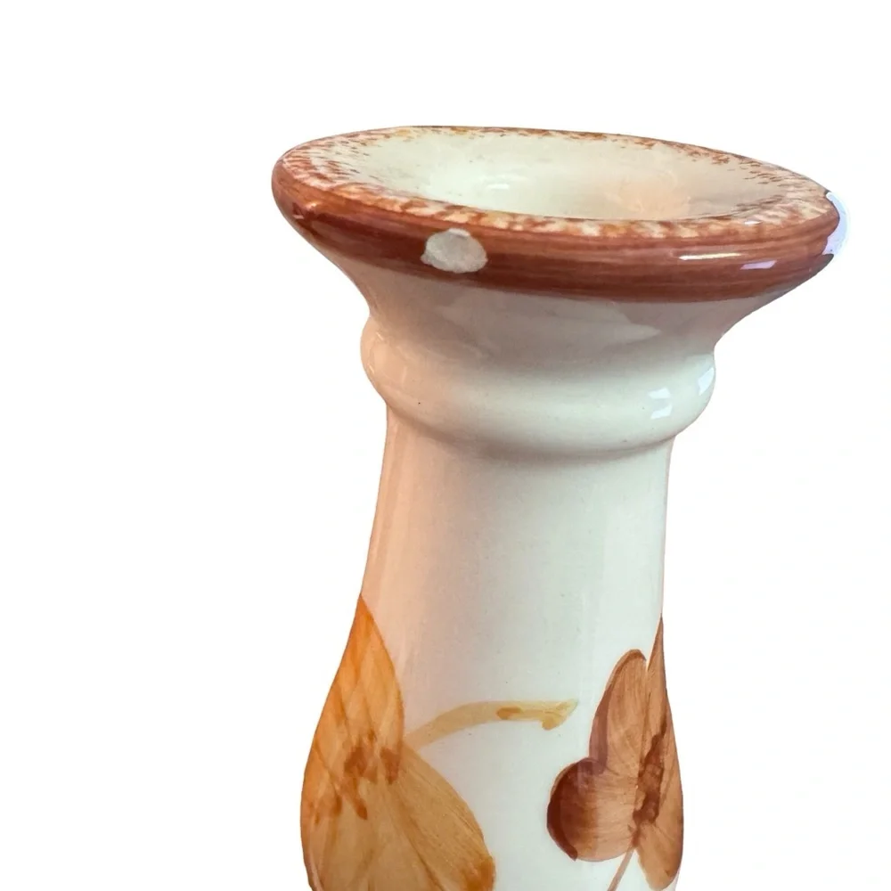 Autumn Leaf Ceramic Candle Holders - Set of Two